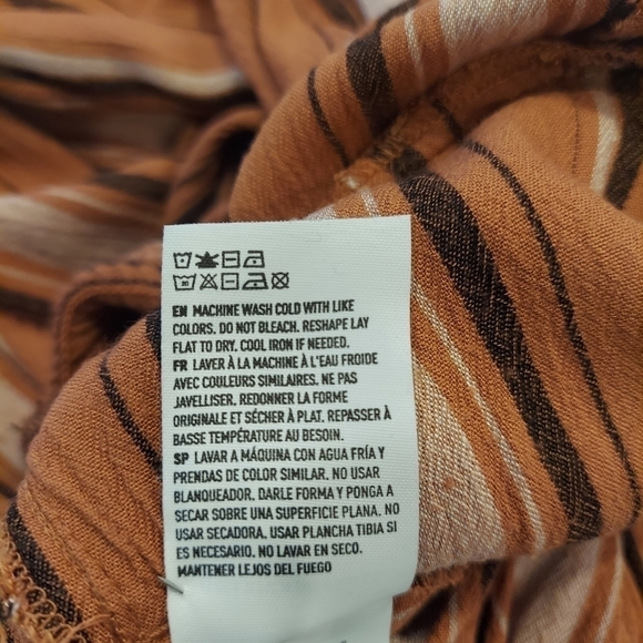 American Eagle Jumpsuit Open Tie Back Flared Romper Striped Pocket Large Viscose - Picture 15 of 16